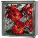 Декоративный стеклоблок Бордовые орхидеи